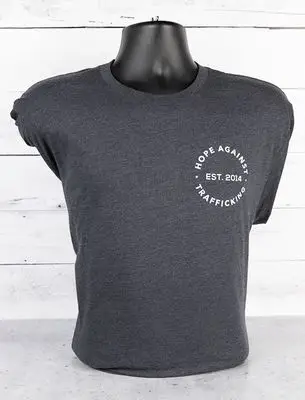 Charcoal HOPE T-shirt for human trafficking awareness
